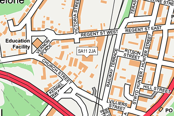 SA11 2JA map - OS OpenMap – Local (Ordnance Survey) SA11 2JA map - OS OpenMap – Local (Ordnance Survey)