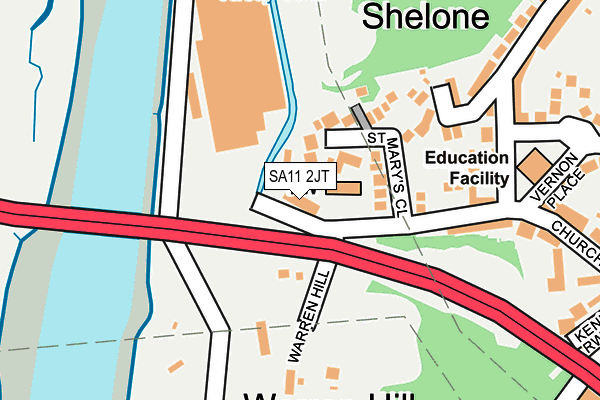 SA11 2JT map - OS OpenMap – Local (Ordnance Survey) SA11 2JT map - OS OpenMap – Local (Ordnance Survey)