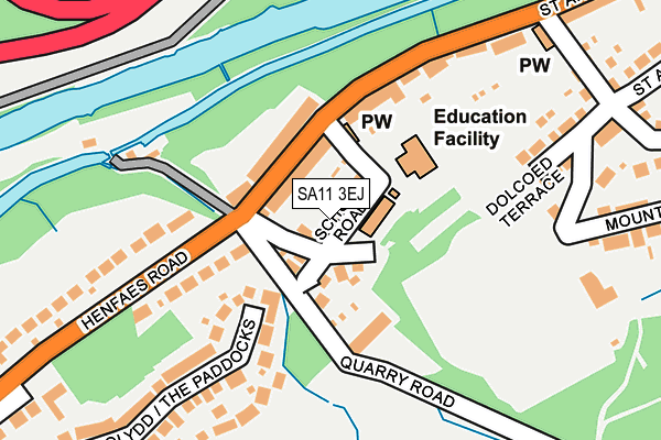 SA11 3EJ map - OS OpenMap – Local (Ordnance Survey) SA11 3EJ map - OS OpenMap – Local (Ordnance Survey)