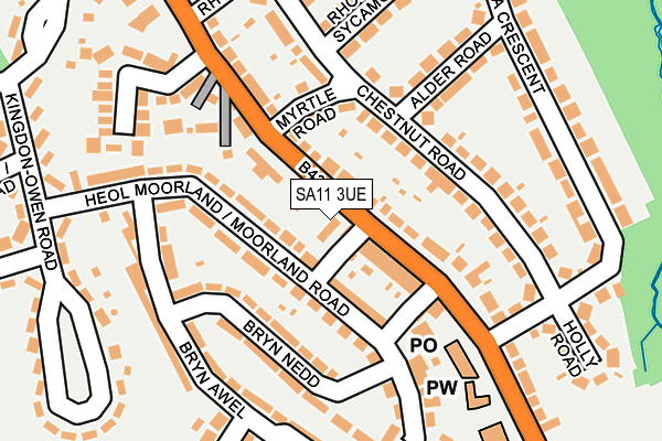 SA11 3UE map - OS OpenMap – Local (Ordnance Survey) SA11 3UE map - OS OpenMap – Local (Ordnance Survey)
