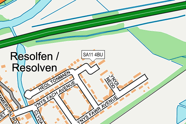 SA11 4BU map - OS OpenMap – Local (Ordnance Survey) SA11 4BU map - OS OpenMap – Local (Ordnance Survey)