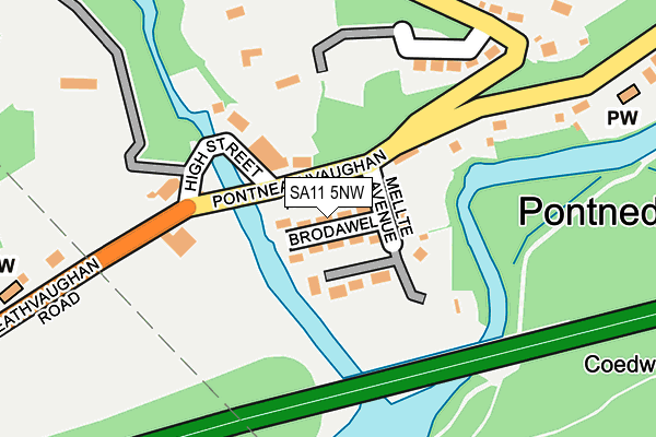 SA11 5NW map - OS OpenMap – Local (Ordnance Survey) SA11 5NW map - OS OpenMap – Local (Ordnance Survey)