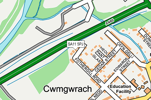 SA11 5PJ map - OS OpenMap – Local (Ordnance Survey) SA11 5PJ map - OS OpenMap – Local (Ordnance Survey)