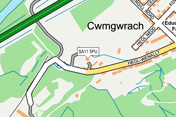 SA11 5PU map - OS OpenMap – Local (Ordnance Survey) SA11 5PU map - OS OpenMap – Local (Ordnance Survey)