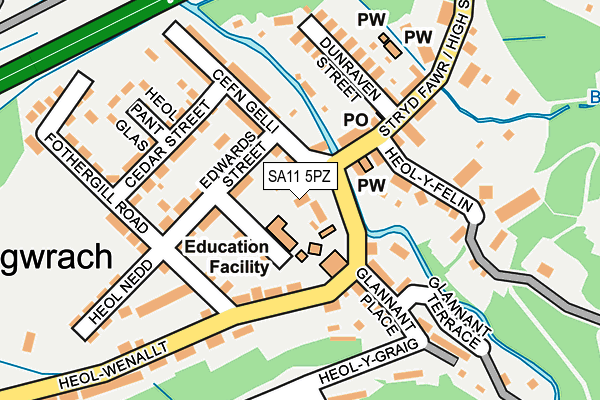 SA11 5PZ map - OS OpenMap – Local (Ordnance Survey) SA11 5PZ map - OS OpenMap – Local (Ordnance Survey)