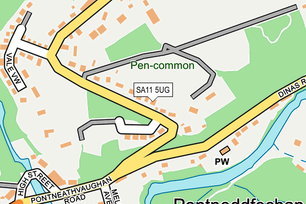 SA11 5UG map - OS OpenMap – Local (Ordnance Survey) SA11 5UG map - OS OpenMap – Local (Ordnance Survey)