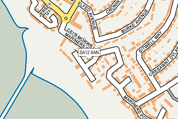 SA12 6AN map - OS OpenMap – Local (Ordnance Survey) SA12 6AN map - OS OpenMap – Local (Ordnance Survey)