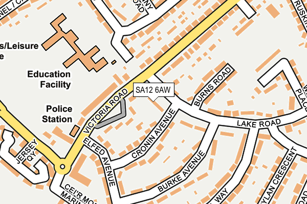 SA12 6AW map - OS OpenMap – Local (Ordnance Survey)
