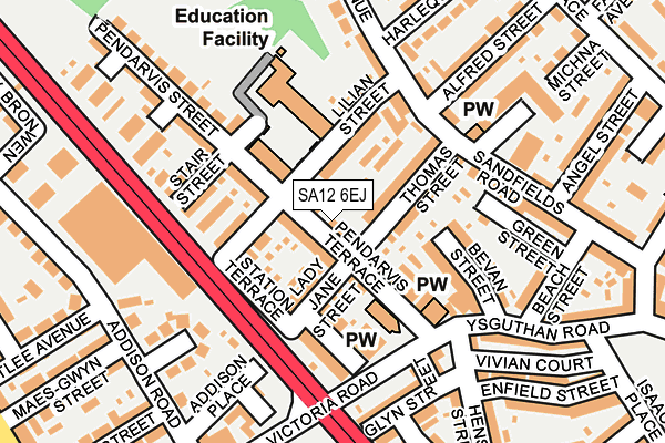 SA12 6EJ map - OS OpenMap – Local (Ordnance Survey) SA12 6EJ map - OS OpenMap – Local (Ordnance Survey)
