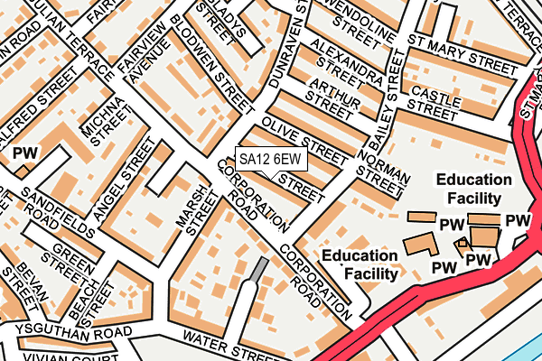 SA12 6EW map - OS OpenMap – Local (Ordnance Survey) SA12 6EW map - OS OpenMap – Local (Ordnance Survey)