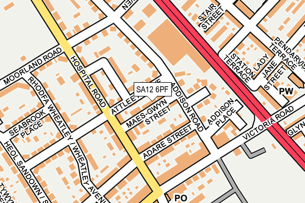 SA12 6PF map - OS OpenMap – Local (Ordnance Survey) SA12 6PF map - OS OpenMap – Local (Ordnance Survey)