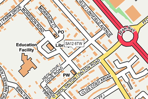 SA12 6TW map - OS OpenMap – Local (Ordnance Survey) SA12 6TW map - OS OpenMap – Local (Ordnance Survey)