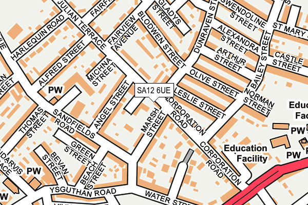 SA12 6UE map - OS OpenMap – Local (Ordnance Survey) SA12 6UE map - OS OpenMap – Local (Ordnance Survey)