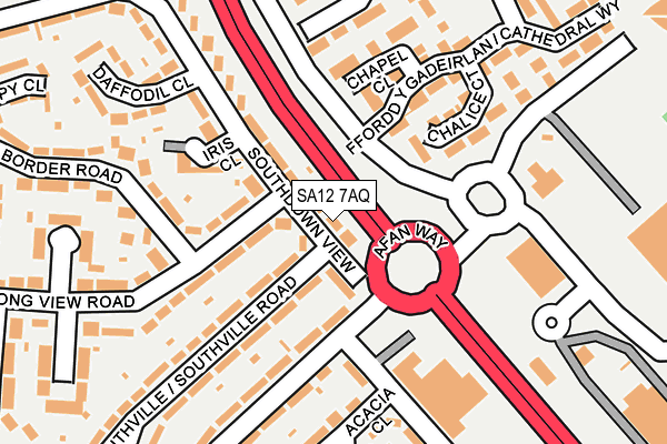 SA12 7AQ map - OS OpenMap – Local (Ordnance Survey) SA12 7AQ map - OS OpenMap – Local (Ordnance Survey)