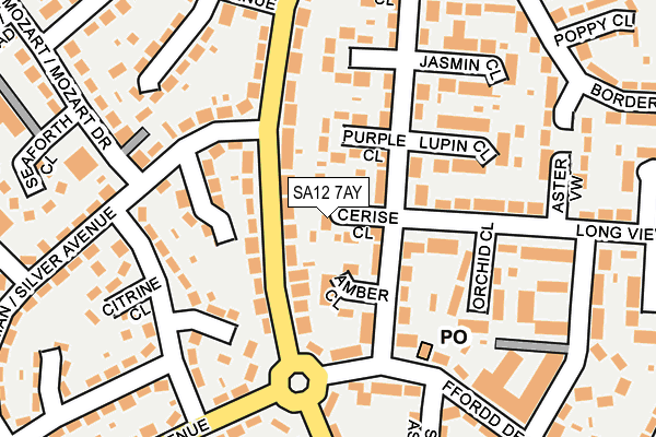 SA12 7AY map - OS OpenMap – Local (Ordnance Survey) SA12 7AY map - OS OpenMap – Local (Ordnance Survey)
