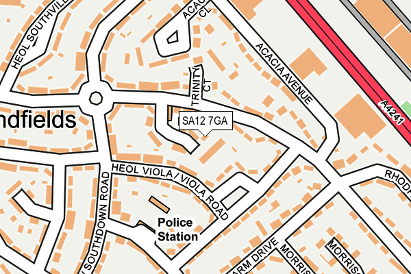 SA12 7GA map - OS OpenMap – Local (Ordnance Survey) SA12 7GA map - OS OpenMap – Local (Ordnance Survey)