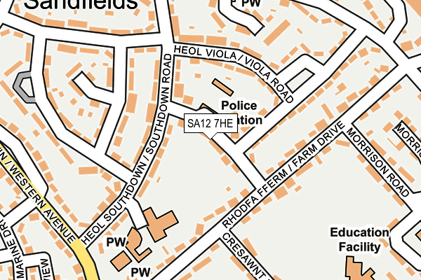SA12 7HE map - OS OpenMap – Local (Ordnance Survey) SA12 7HE map - OS OpenMap – Local (Ordnance Survey)