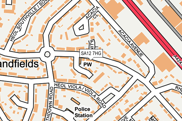 SA12 7HG map - OS OpenMap – Local (Ordnance Survey) SA12 7HG map - OS OpenMap – Local (Ordnance Survey)