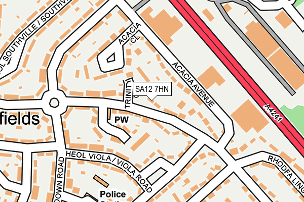 SA12 7HN map - OS OpenMap – Local (Ordnance Survey) SA12 7HN map - OS OpenMap – Local (Ordnance Survey)