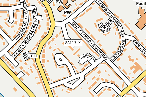 SA12 7LX map - OS OpenMap – Local (Ordnance Survey) SA12 7LX map - OS OpenMap – Local (Ordnance Survey)