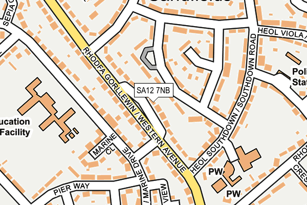 SA12 7NB map - OS OpenMap – Local (Ordnance Survey) SA12 7NB map - OS OpenMap – Local (Ordnance Survey)