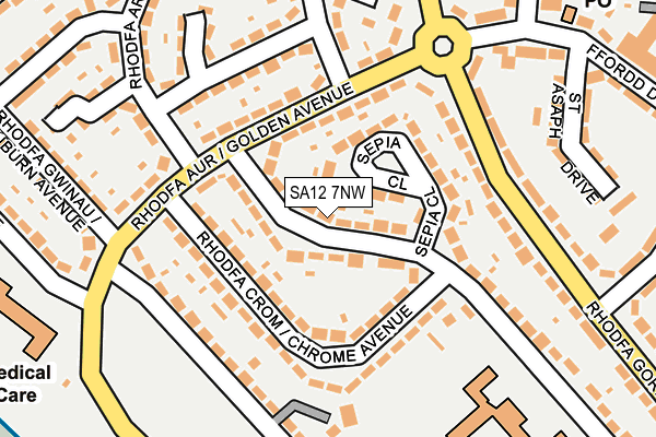 SA12 7NW map - OS OpenMap – Local (Ordnance Survey) SA12 7NW map - OS OpenMap – Local (Ordnance Survey)