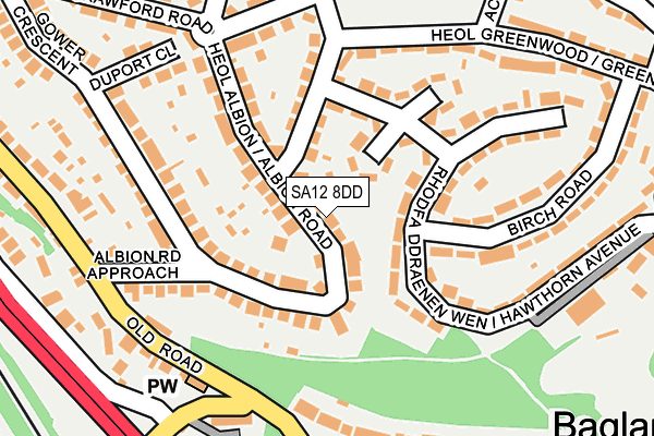 SA12 8DD map - OS OpenMap – Local (Ordnance Survey) SA12 8DD map - OS OpenMap – Local (Ordnance Survey)