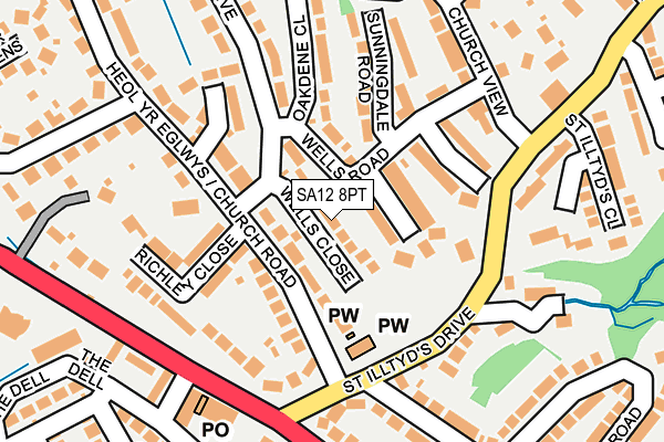 SA12 8PT map - OS OpenMap – Local (Ordnance Survey) SA12 8PT map - OS OpenMap – Local (Ordnance Survey)