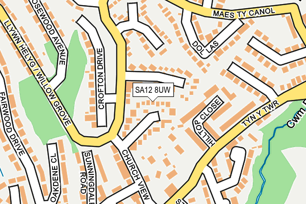 SA12 8UW map - OS OpenMap – Local (Ordnance Survey) SA12 8UW map - OS OpenMap – Local (Ordnance Survey)