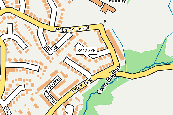 SA12 8YE map - OS OpenMap – Local (Ordnance Survey) SA12 8YE map - OS OpenMap – Local (Ordnance Survey)