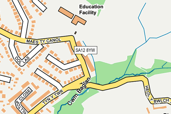 SA12 8YW map - OS OpenMap – Local (Ordnance Survey) SA12 8YW map - OS OpenMap – Local (Ordnance Survey)
