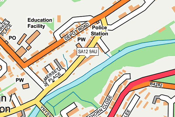 SA12 9AU map - OS OpenMap – Local (Ordnance Survey)
