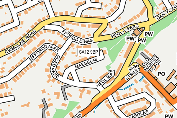 SA12 9BP map - OS OpenMap – Local (Ordnance Survey)