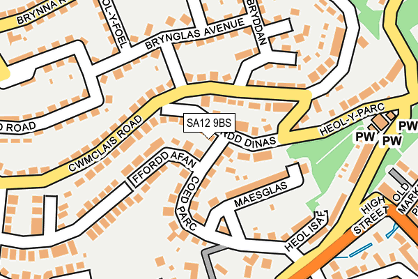SA12 9BS map - OS OpenMap – Local (Ordnance Survey) SA12 9BS map - OS OpenMap – Local (Ordnance Survey)