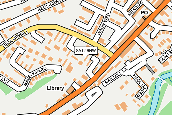 SA12 9NW map - OS OpenMap – Local (Ordnance Survey) SA12 9NW map - OS OpenMap – Local (Ordnance Survey)