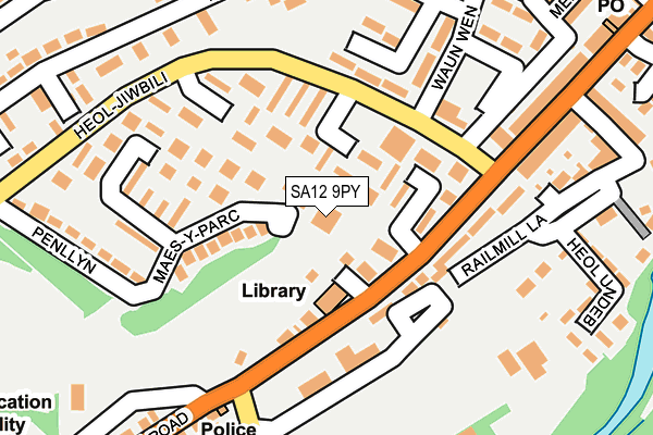 SA12 9PY map - OS OpenMap – Local (Ordnance Survey) SA12 9PY map - OS OpenMap – Local (Ordnance Survey)