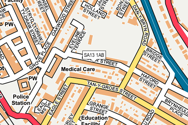 SA13 1AB map - OS OpenMap – Local (Ordnance Survey) SA13 1AB map - OS OpenMap – Local (Ordnance Survey)