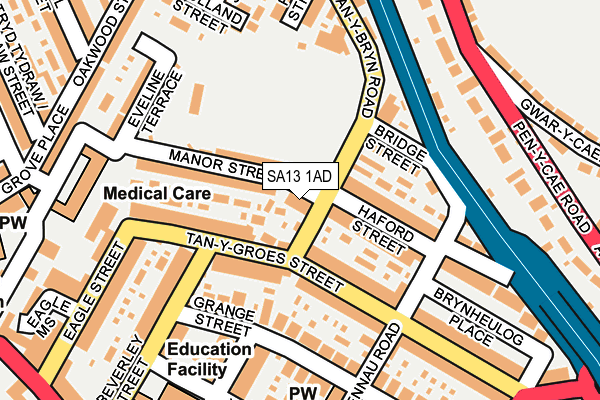 SA13 1AD map - OS OpenMap – Local (Ordnance Survey) SA13 1AD map - OS OpenMap – Local (Ordnance Survey)