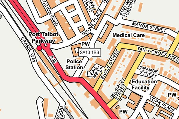 SA13 1BS map - OS OpenMap – Local (Ordnance Survey) SA13 1BS map - OS OpenMap – Local (Ordnance Survey)