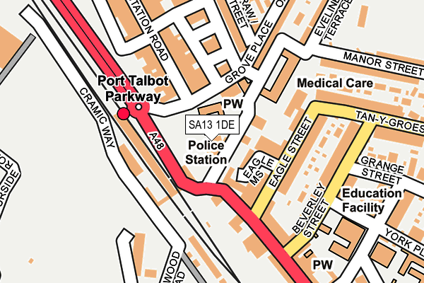SA13 1DE map - OS OpenMap – Local (Ordnance Survey) SA13 1DE map - OS OpenMap – Local (Ordnance Survey)
