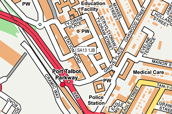 SA13 1JB map - OS OpenMap – Local (Ordnance Survey) SA13 1JB map - OS OpenMap – Local (Ordnance Survey)