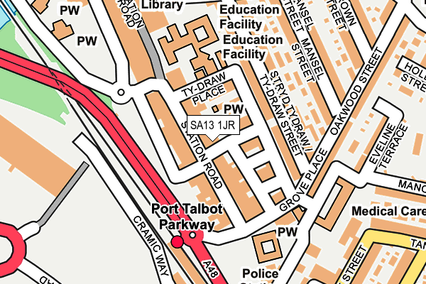 SA13 1JR map - OS OpenMap – Local (Ordnance Survey) SA13 1JR map - OS OpenMap – Local (Ordnance Survey)