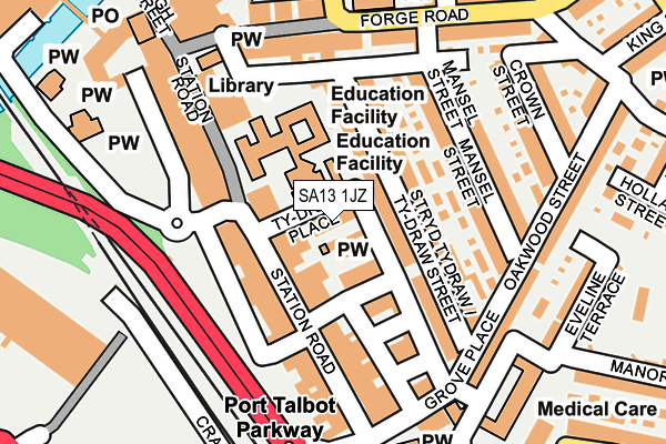 SA13 1JZ map - OS OpenMap – Local (Ordnance Survey) SA13 1JZ map - OS OpenMap – Local (Ordnance Survey)