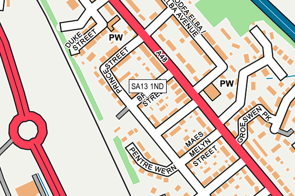 SA13 1ND map - OS OpenMap – Local (Ordnance Survey) SA13 1ND map - OS OpenMap – Local (Ordnance Survey)