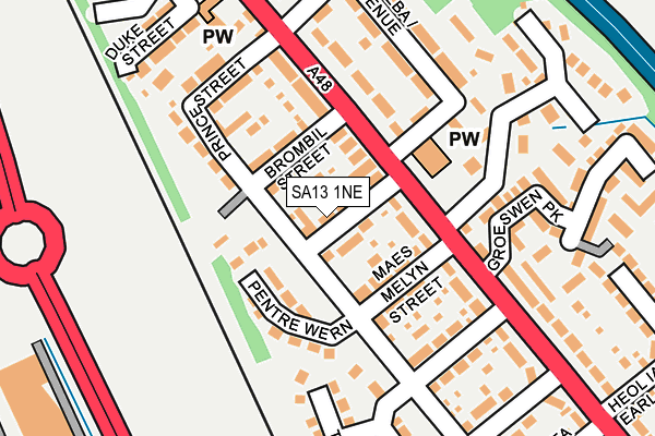 SA13 1NE map - OS OpenMap – Local (Ordnance Survey)