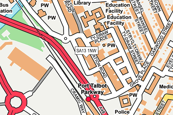 SA13 1NW map - OS OpenMap – Local (Ordnance Survey)