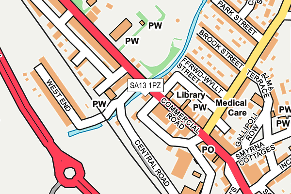 SA13 1PZ map - OS OpenMap – Local (Ordnance Survey) SA13 1PZ map - OS OpenMap – Local (Ordnance Survey)