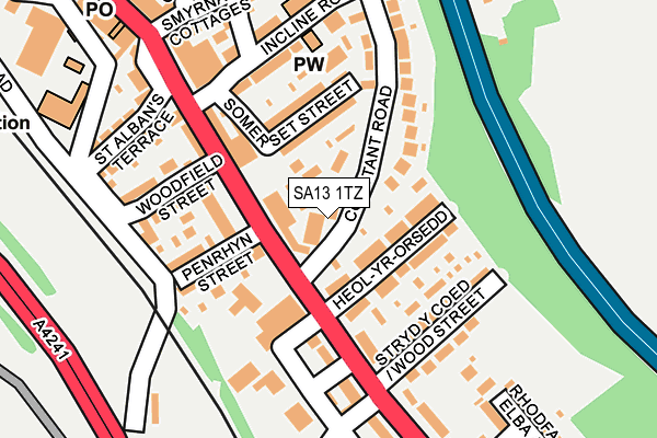 SA13 1TZ map - OS OpenMap – Local (Ordnance Survey) SA13 1TZ map - OS OpenMap – Local (Ordnance Survey)