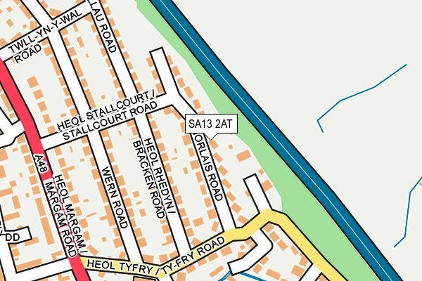 SA13 2AT map - OS OpenMap – Local (Ordnance Survey) SA13 2AT map - OS OpenMap – Local (Ordnance Survey)