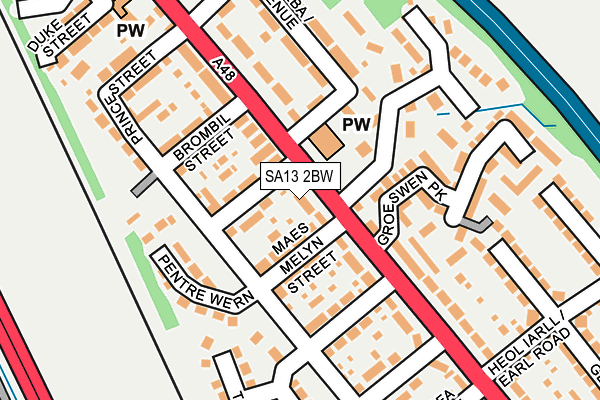 SA13 2BW map - OS OpenMap – Local (Ordnance Survey)